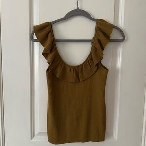 Madewell Olive Green Ruffle Tank Top